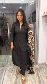 Premium Black Rayon Kurthi  Fabric - Image 2